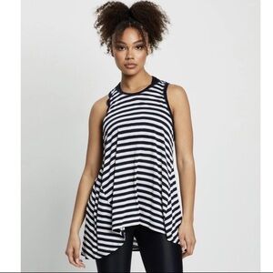 Sweaty Betty Easy Peazy Tank Top Navy White Stripe Bamboo Viscose M